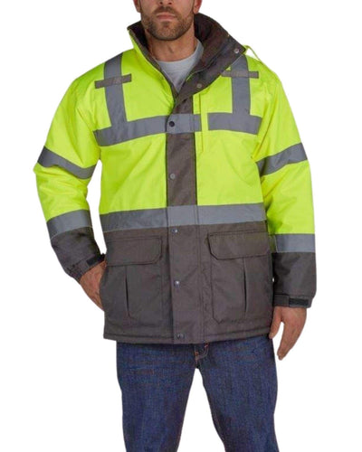 Utility Pro UHV1004 High-Vis Contractor Jacket with Teflon Fabric Protector - Yellow/Grey - Utility Pro Wear